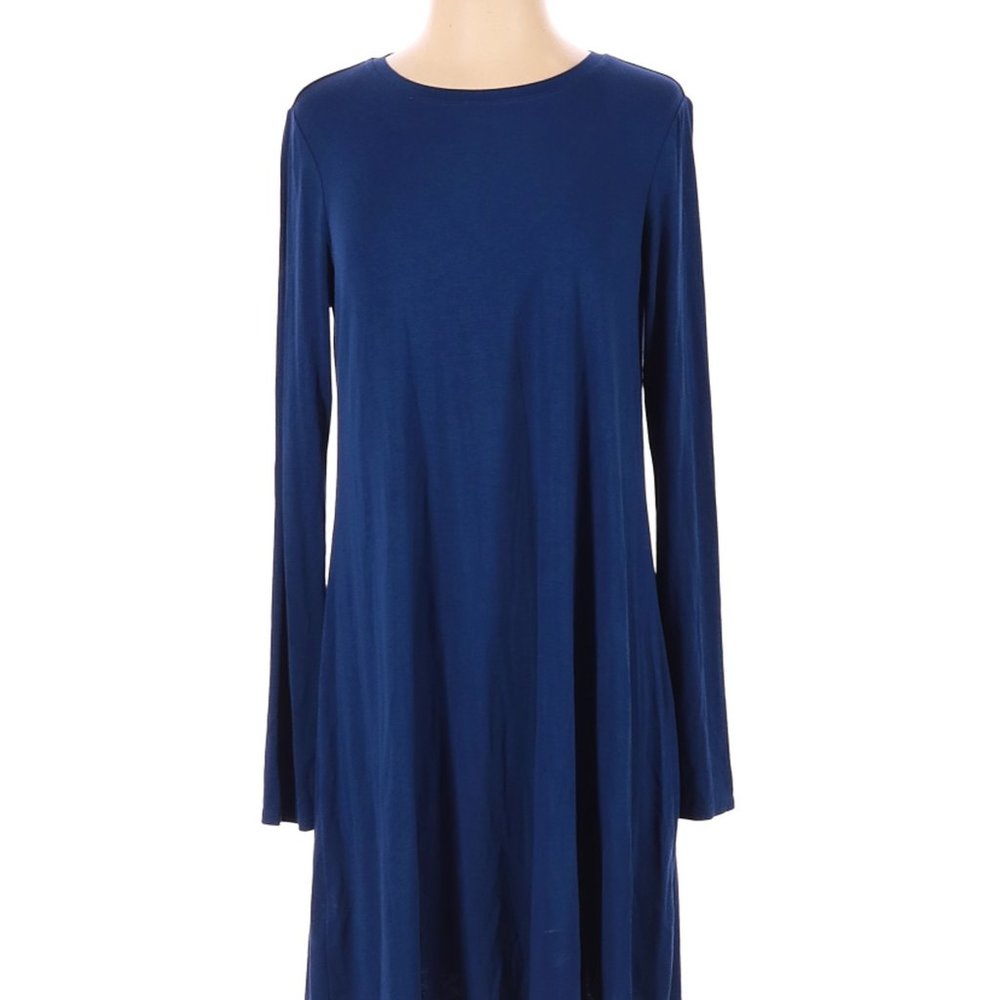 BCBGMAXAZRIA Dress Blue Long Sleeve A-Line Silhouette Size S #204